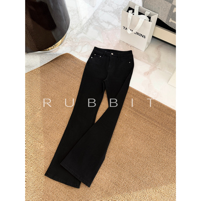 RUBBIT2026“显瘦衣橱”细直长漫画腿土耳其进口牛仔裤高腰微喇裤
