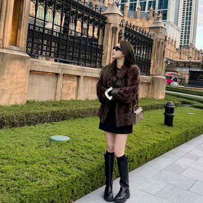 RUBBIT冬日新品 限量分享 西班牙长毛托卡斯皮毛一体外套高档皮草