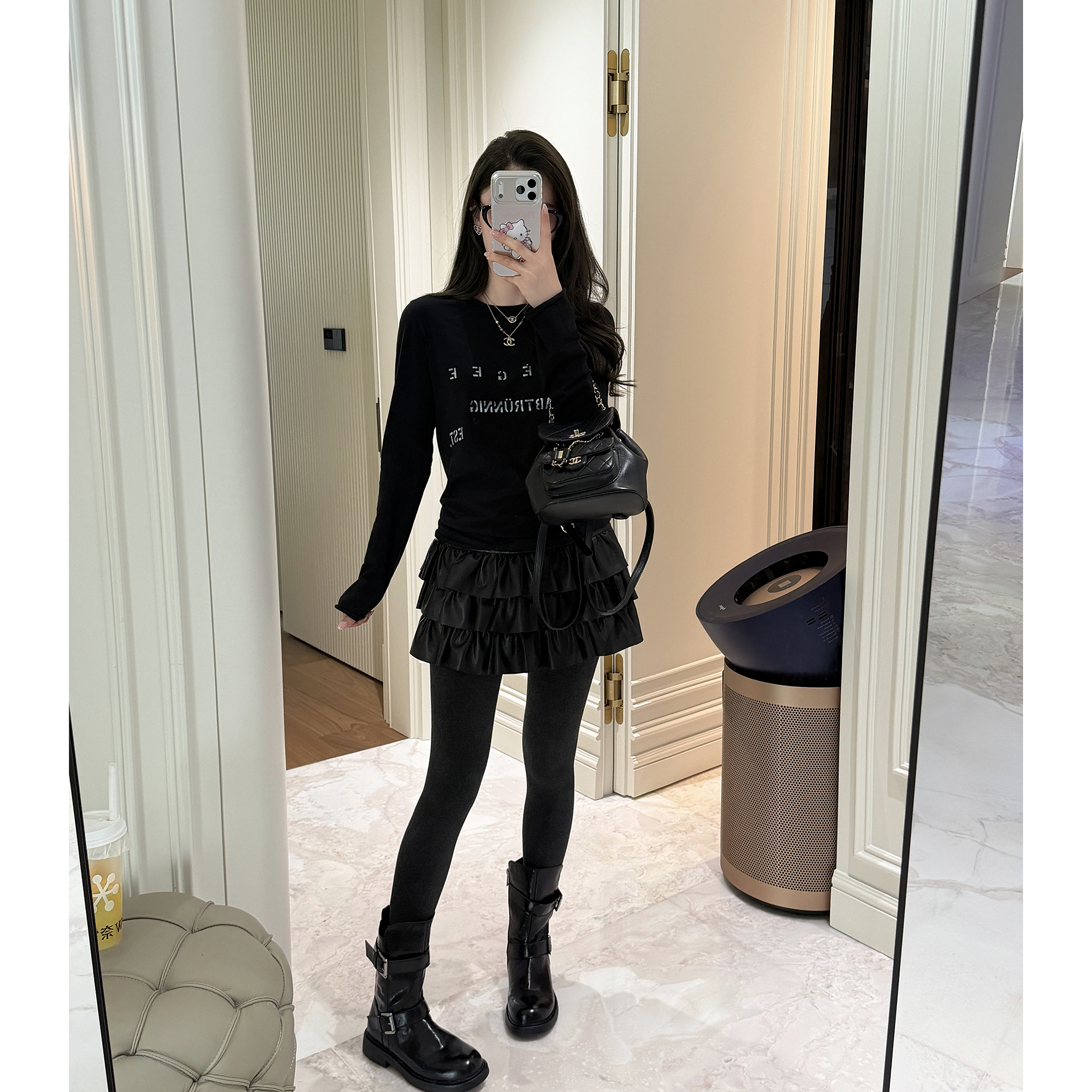 RUBBIT‘轻奢衣橱’进口细腻植鞣小羊皮重工手剪蛋糕半裙气质裙裤