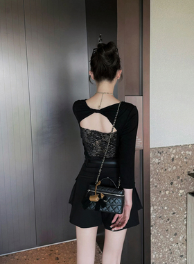 RUBBIT 气质‘芭蕾’撩人蕾丝短袖/七分袖 正肩显瘦T恤美背上衣