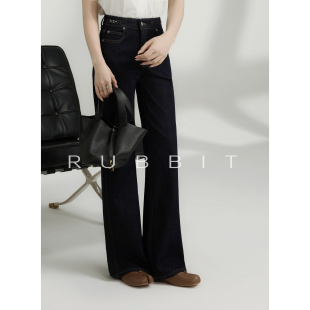 四季 款 链条窄版 RUBBIT 百搭显瘦高腰直筒裤 王 阔腿牛仔裤 CHIC裤