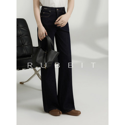 RUBBIT CHIC裤王~四季款 链条窄版阔腿牛仔裤 百搭显瘦高腰直筒裤