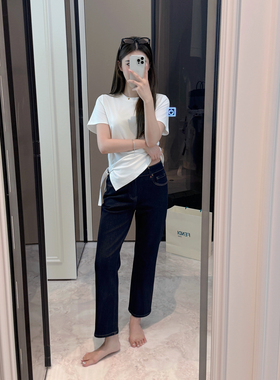 RUBBIT四季款 经典耐看显腿长 显瘦高腰提臀窄版直筒九分牛仔裤女