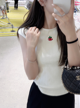 RUBBIT夏日新品 可爱小番茄刺绣T恤 简约百搭显瘦微修身上衣女