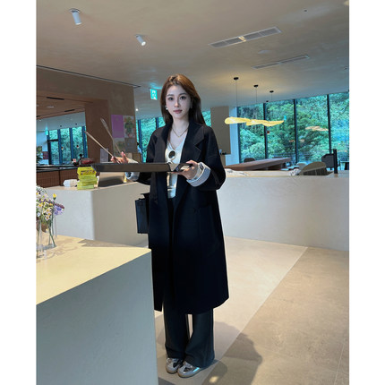 RUBBIT 高奢羊驼绒双面手工大衣 毫不费力的松弛感大翻领显瘦外套