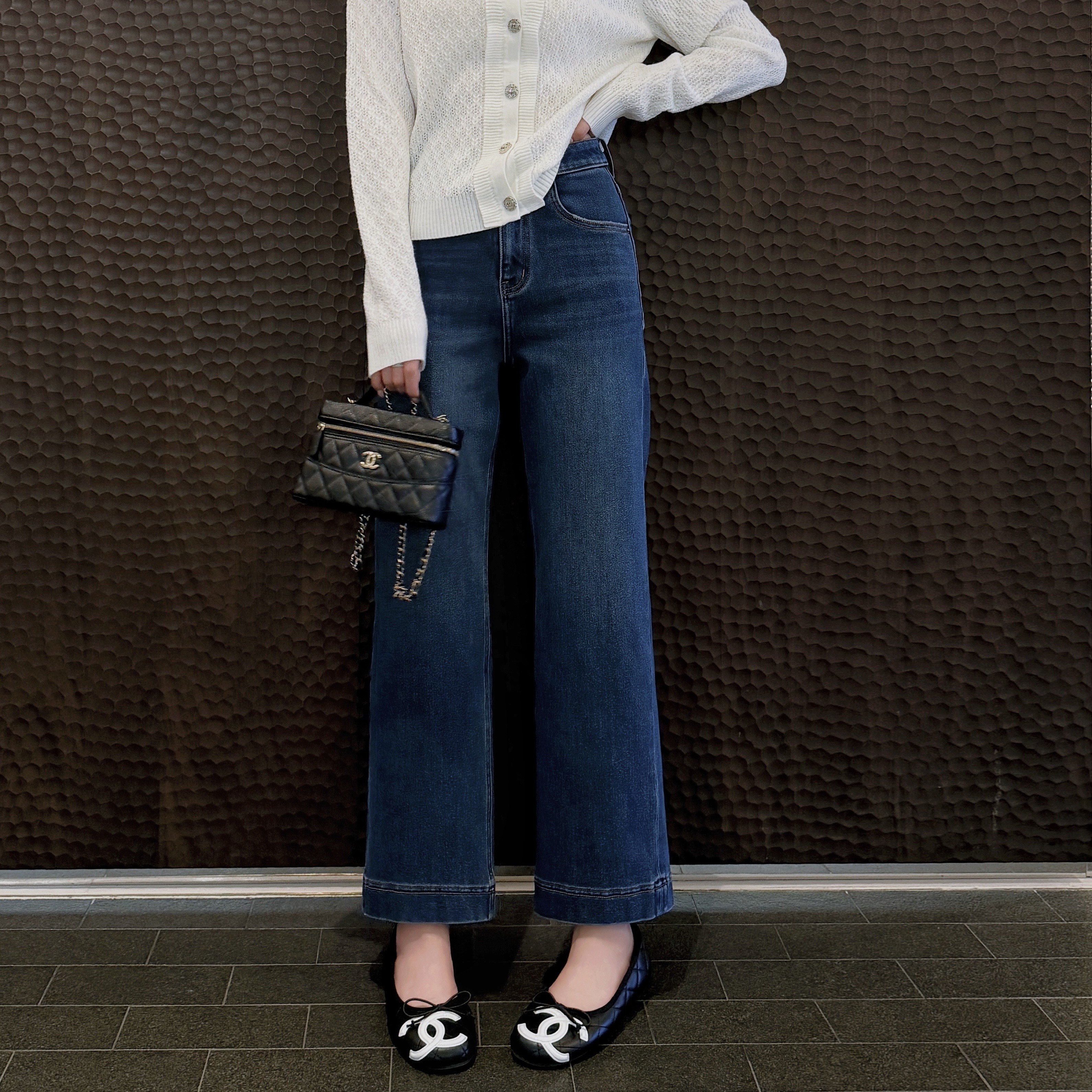 RUBBIT兔兔推荐  进口牛仔 高腰好比例 磨毛弹力九分小直筒牛仔裤