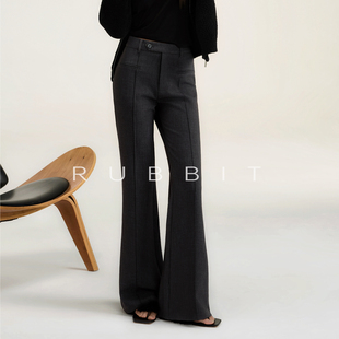 RUBBIT CHIC 穿出大长腿 微喇羊毛西装裤 立体剪裁显瘦休闲长裤女