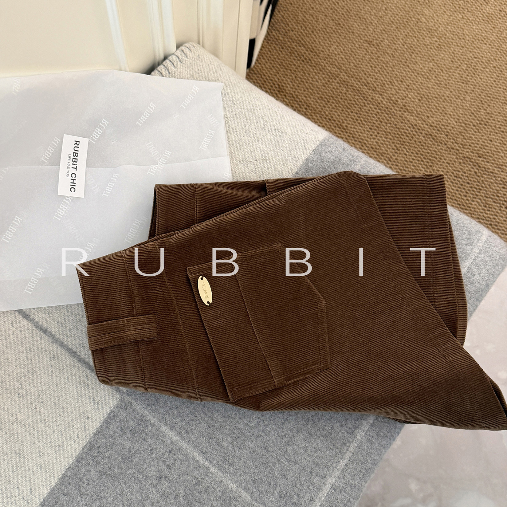 RUBBIT巨显瘦！复古灯芯绒高腰休闲短裤 百搭小个子阔腿短裤女,女装/女士精品,短裤,淘宝优惠券,粉丝福利购,淘宝优惠卷