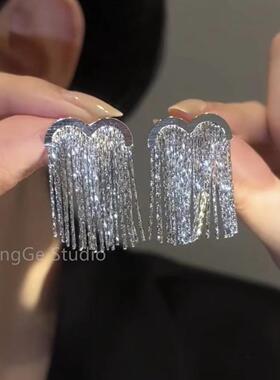 ChangGe Studio 气质高级感M字流苏耳环女ins潮欧美跨境爆款耳钉