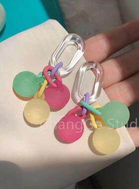 ChangGe Studio 七彩泡泡糖~磨砂糖果色耳钉女ins潮日韩撞色小清