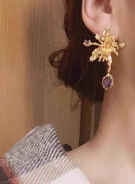 ChangGe Studio 蝴蝶超精美重工镶钻耳环立体蝴蝶造型复古中古vin