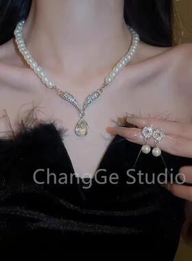 ChangGe Studio 珍珠项链颈链耳环套装轻奢小众高级感锁骨链2025
