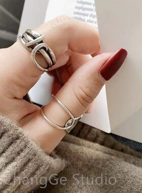 ChangGe Studio 欧美风简约百搭ins潮打结戒指女个性时尚冷淡风开