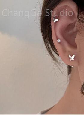 ChangGe Studio 蝴蝶耳环女2025年新款耳钩韩国气质高级感圆脸显
