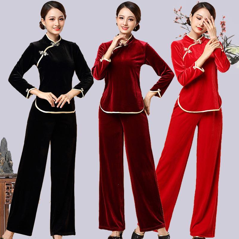 春秋冬金丝绒广场舞跳舞