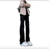 染直筒微喇阔腿水洗做旧牛仔长裤 美式 废土风垂感修身