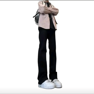 染直筒微喇阔腿水洗做旧牛仔长裤 美式 废土风垂感修身