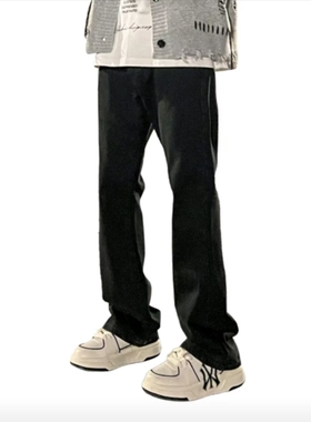 美式直筒垂感修身水洗做旧废土风微喇阔腿F21-ZY740