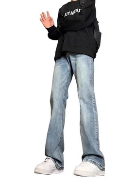 美式做旧水洗废土风款春秋微喇美式街vibe裤子