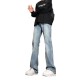 美式 子 街vibe裤 做旧水洗废土风款 春秋微喇美式
