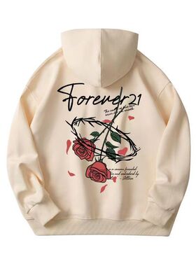 2024SS 印花套头复古美式连帽卫衣休闲潮流