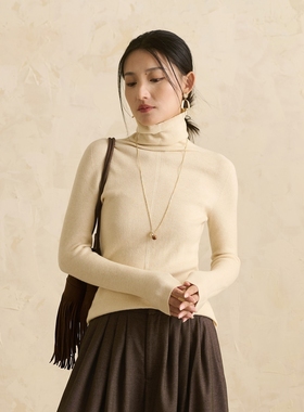 云知秋冬保暖长袖打底毛衣女2025新款修身高领针织衫上衣简约纯色