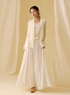 云知秋冬新款长袖打底针织衫小众设计感修身假两件上衣女针织套装