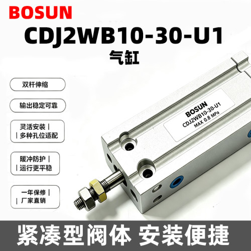 BOSUN CDJ2WB10-30-U1 双出杆自由安装气缸 小型多位置固定气缸
