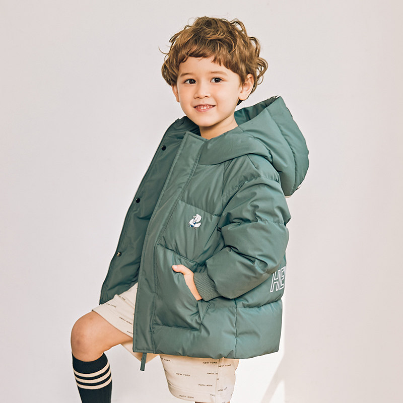 鑫贝尔宝宝羽绒服男童中小儿童装羽绒服短款90白鸭绒2022冬季新款