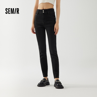 女修身 森马牛仔裤 长裤 百搭时尚 显瘦显腿长 秋高腰小脚裤 森柔牛仔