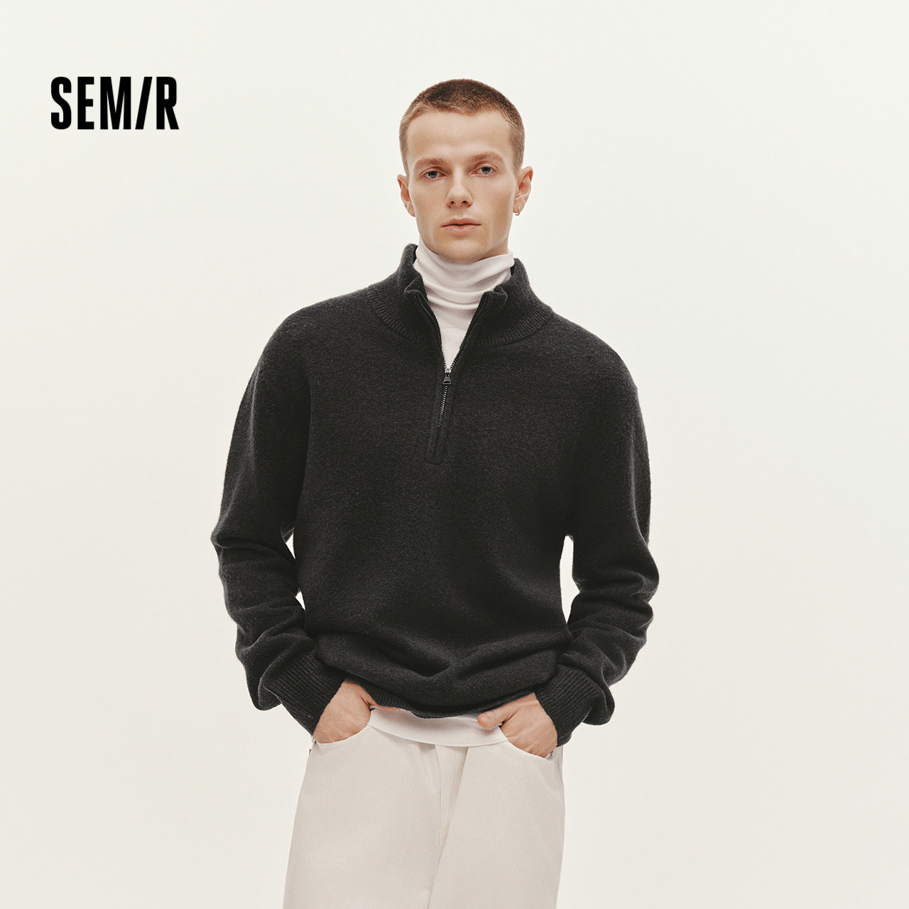 森柔|森马毛衫男冬半开襟高领针织衫含羊毛2025新款基础百搭毛衣,男装,针织衫/毛衣,淘宝优惠券,粉丝福利购,淘宝优惠卷