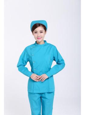 高档护士服短袖分体套装护工工作服装长袖夏月嫂理服紫冬白绿护粉