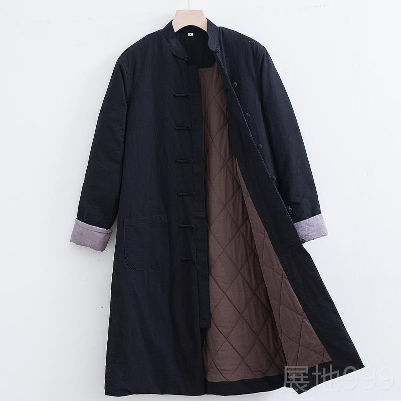 高档冬季男士居士道袍国风中式复古款棉长衣唐装棉袄加厚保暖棉服