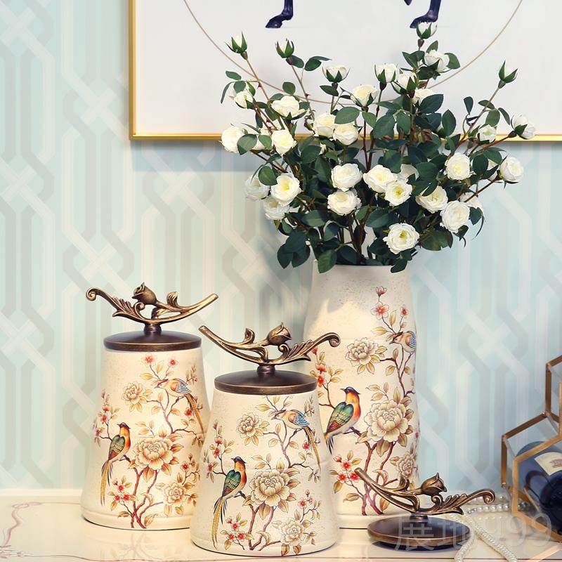 高档客厅玄关柜花鸟罐件 欧式美式意时尚家居装饰软品样板摆房创,家居饰品,装饰摆件,淘宝优惠券,粉丝福利购,淘宝优惠卷