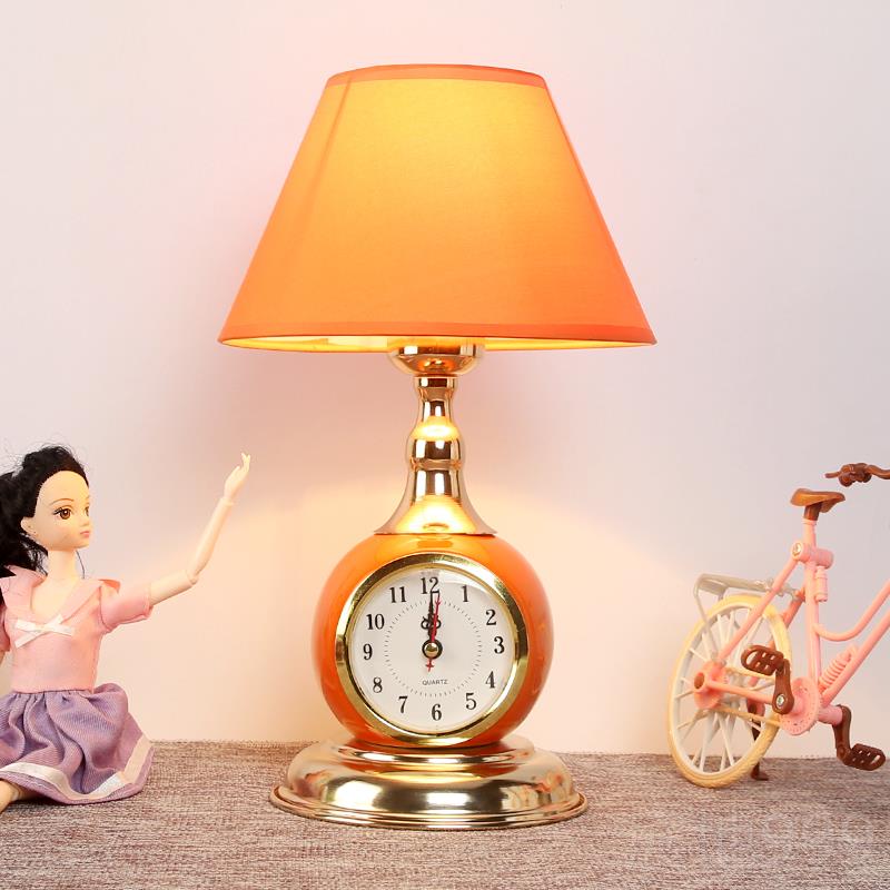高档欧式后现代温馨卧主室床头灯北欧个性房粉公书调光布艺钟表色
