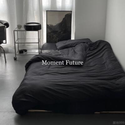高档Moent长 Future日式韩系60支绒棉黑色简约床四件套m性冷淡品