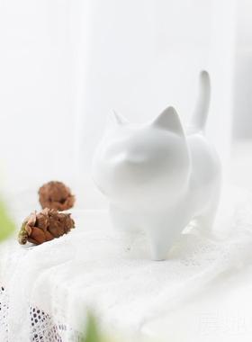 高档瓷黑猫咪桌面摆件欧创陶意家居可爱装饰品送女生情侣白生日礼