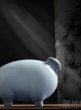 高档大宋官窑三羊开泰招聚财装收藏件摆陶瓷哥窑家居财饰茶宠开业