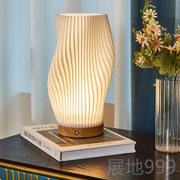 高档北欧书房室床头台氛围灯is少女浪卧漫调光简n约百褶灯旋转小