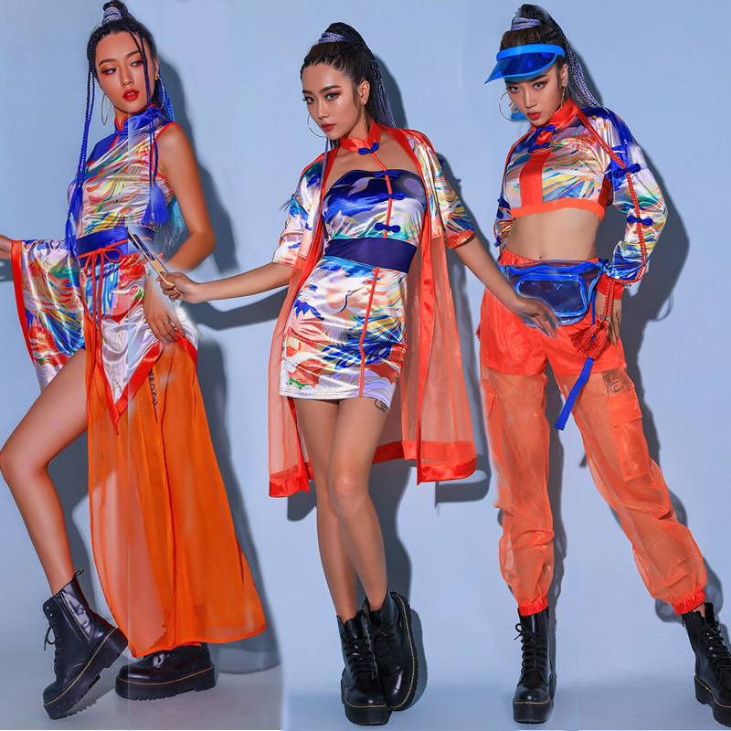 新中式中国风汉服表演套装新款DS演出服装女团开场舞舞台走秀旗袍