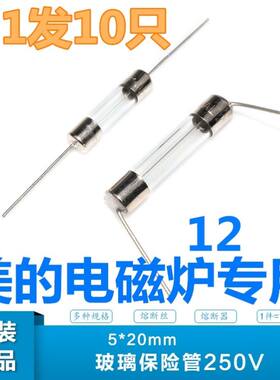 适用美的电磁炉配件大全保险丝玻璃管F10/12/15A带引线脚5*20MM