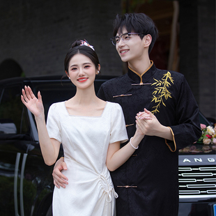 新中式 香槟色订婚礼服女小个子国风连衣裙 旗袍新娘敬酒服2025新款