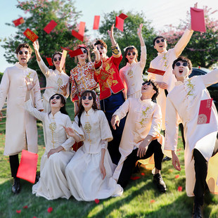 汉服姐妹裙中国风婚礼服秀禾旗袍兄弟团装 中式 伴娘伴郎服2026新款