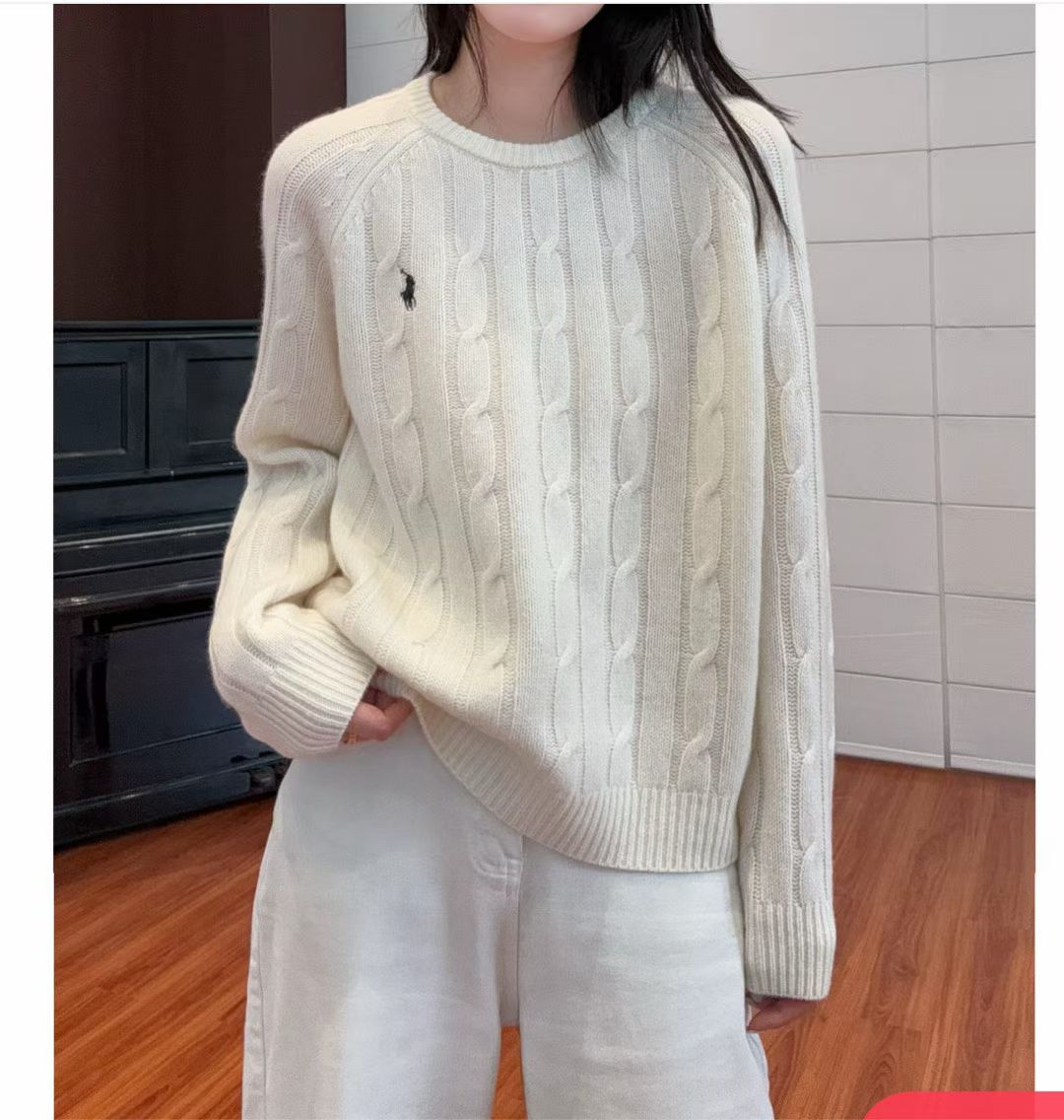 纯羊毛2025新款秋冬女款圆领针织衫毛衣宽松长袖打底衫套头麻花厚