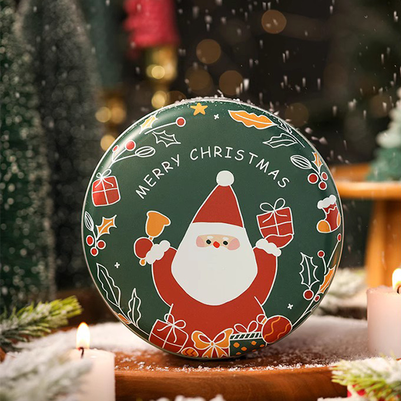 鹅毛小姐圣诞节圆形糖果盒铁盒
