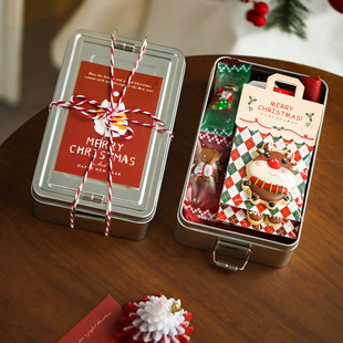 2025圣诞节包装盒曲奇饼干铁盒雪花酥糖果盒子烘焙点心空盒礼品盒