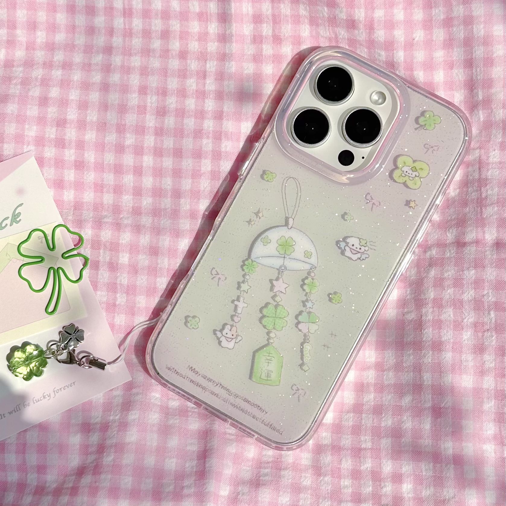 【买一送一】Casto原创幸运四叶草iPhone16promax手机壳双层IMD亮面闪粉适用于苹果15pm14pro手机防摔保护套