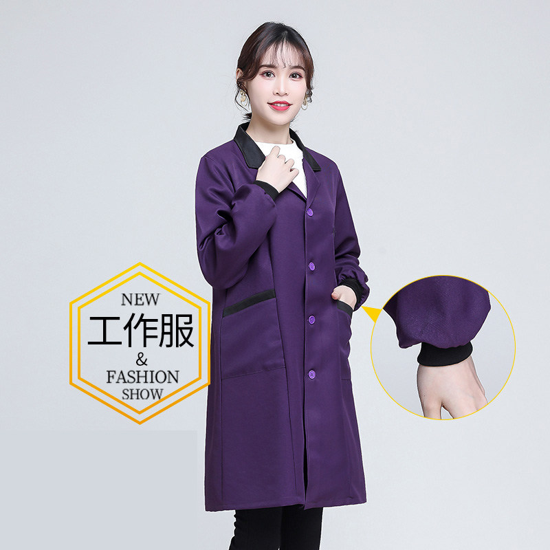 新款蓝大褂男女式清洁长袖工作服仓库搬运防尘服耐磨劳保服可印字