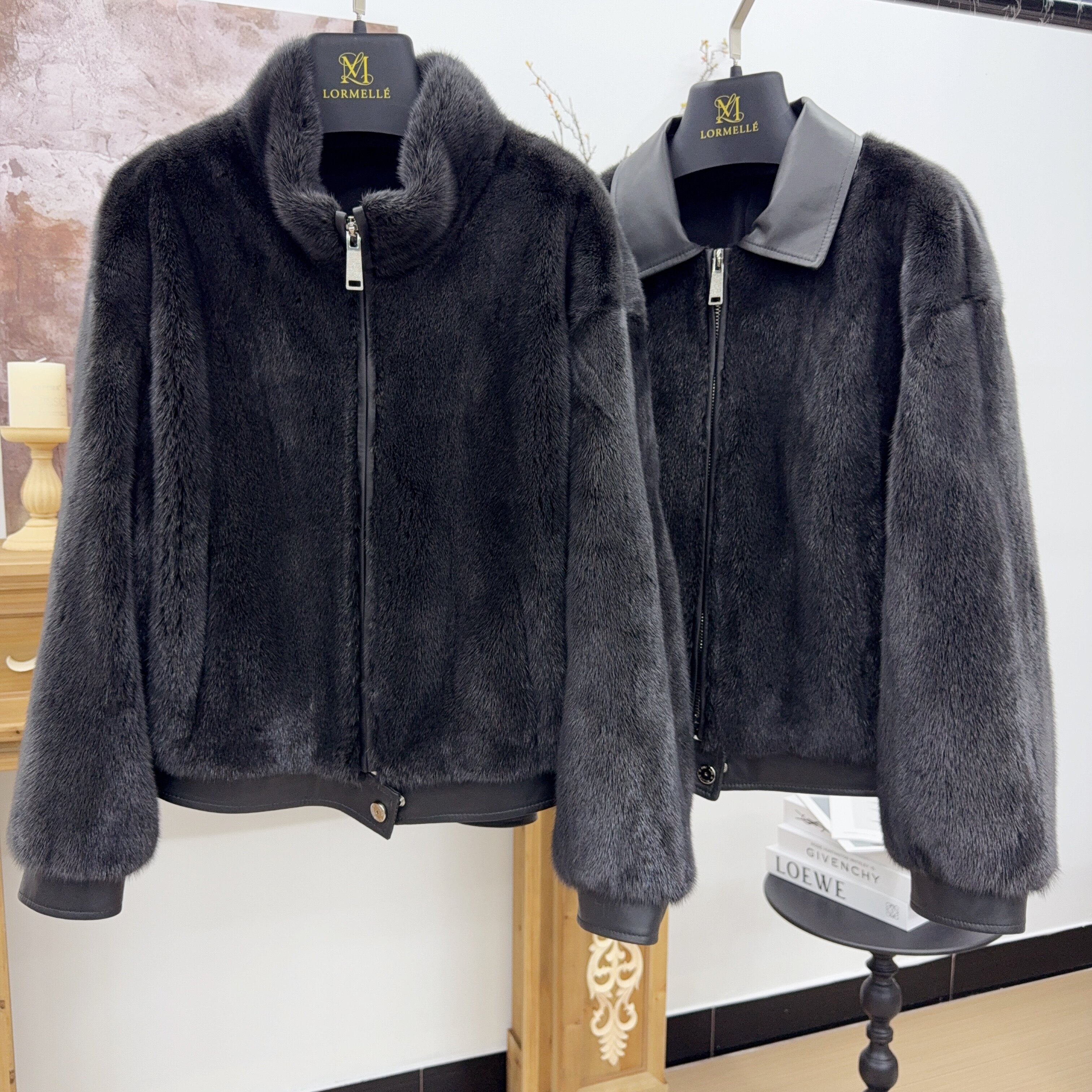 珞媄25冬季新款水貂皮短款女士外套翻领立领设计师款同款25110