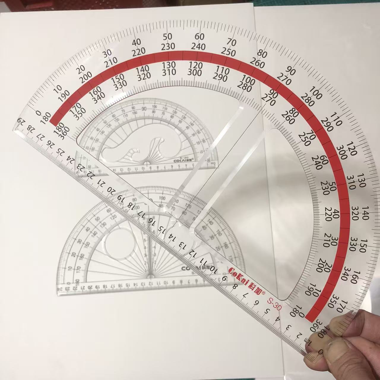 科加S-30大号29cm量角器学生办公绘图测量工具半圆形制图仪量角尺